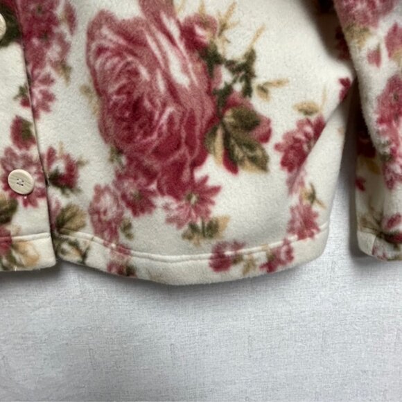 Blair Women's Floral Fleece Jacket - Front Button - Size 2XL - Picture 4 of 10